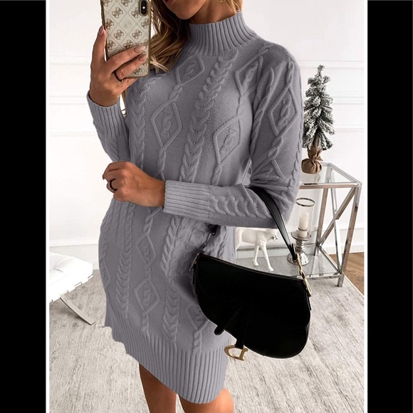 🆕 Cable Knit Sweater Dress - Picture 2 of 2